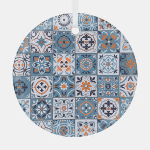 Moroccan Tiles: Vintage Seamless Elegance Glass Tree Decoration