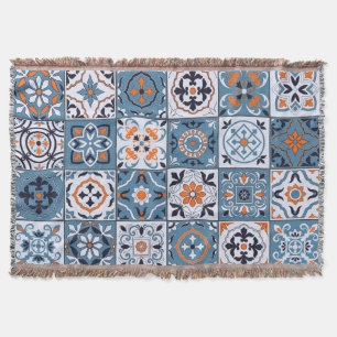 Moroccan Tiles: Vintage Seamless Elegance Throw Blanket