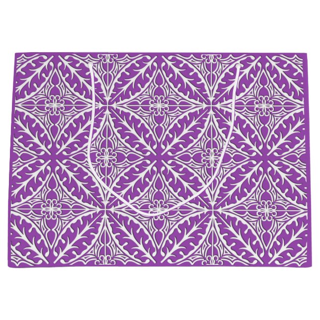 Moroccan tiles - violet and white large gift bag (Front)