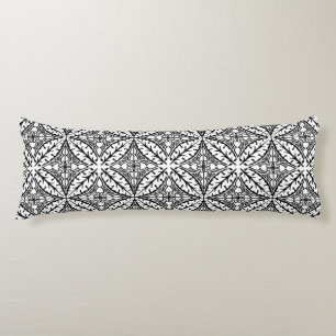 Moroccan tiles - white and black body cushion