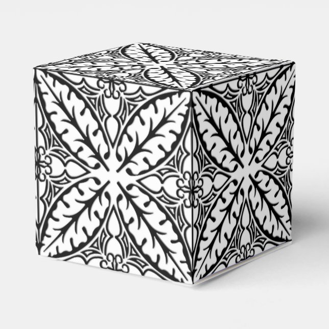 Moroccan tiles - white and black favour box (Back Side)