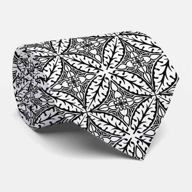 Moroccan tiles - white and black tie (Rolled)