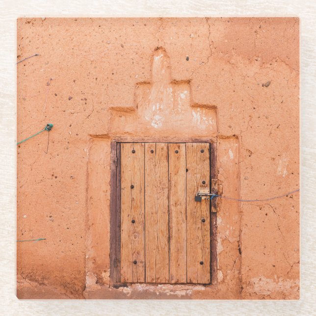 Moroccan Traditional Wooden Window Texture Glass Coaster (Front)