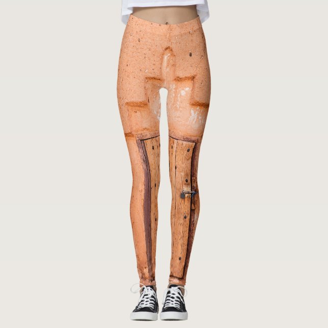 Moroccan Traditional Wooden Window Texture Leggings (Front)