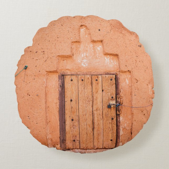 Moroccan Traditional Wooden Window Texture Round Cushion (Front)