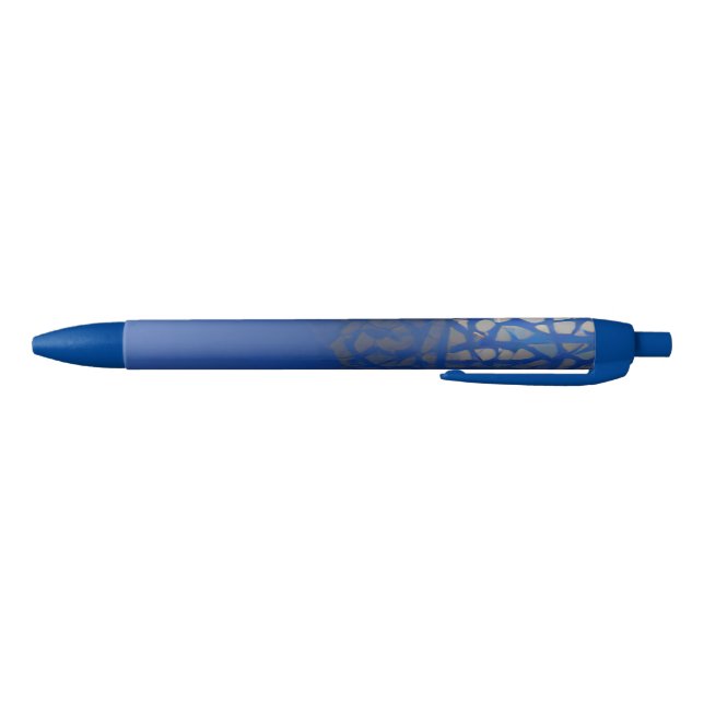 Moroccan trellis blue indigo geometric design blue ink pen (Bottom)