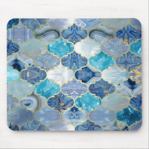 Moroccan trellis Blue Mineral Textures Mouse Mat