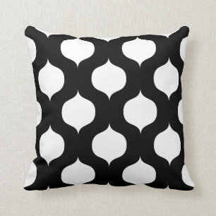 Moroccan Trellis Pattern Pillow in Black and White