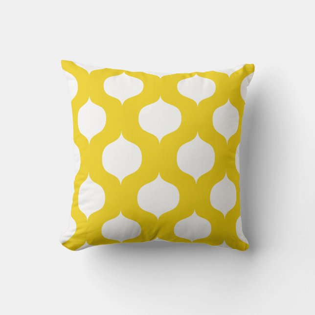 Moroccan Trellis Pattern Pillow in Lemon Yellow (Front)