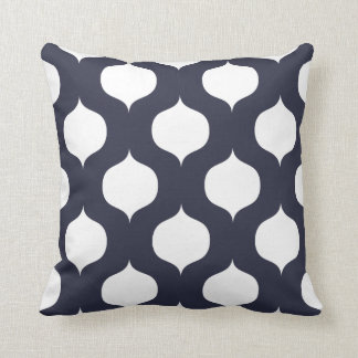 Moroccan Trellis Pattern Pillow in Navy Blue