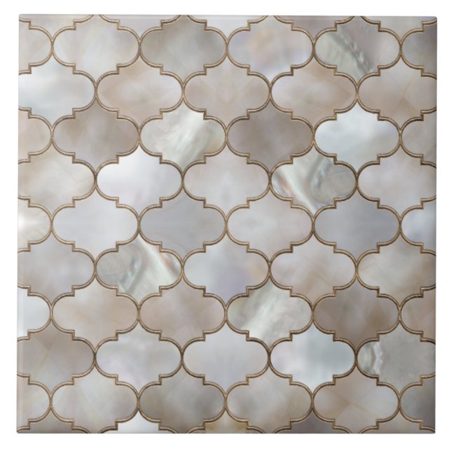 Moroccan trellis Pearl and Gold Tile (Front)