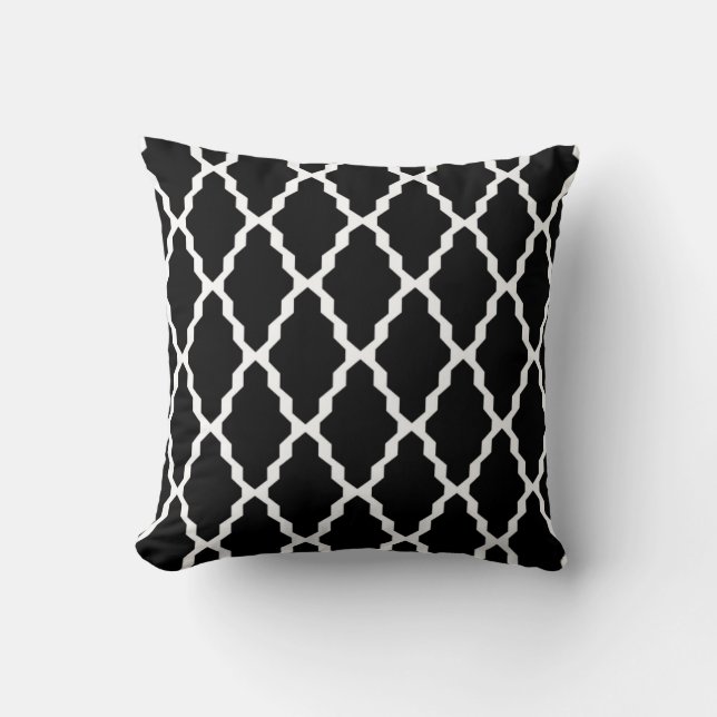 Moroccan Trellis Pillow in Black and White (Front)