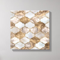 Moroccan trellis White marble and gold