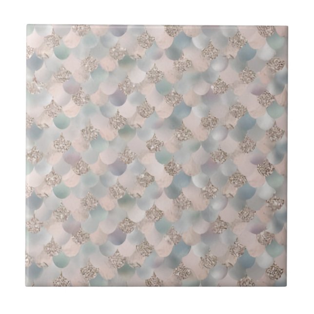 Moroccan trellis White marble and pink Ceramic Til Tile (Front)