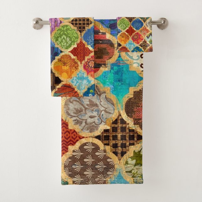 Moroccan Turkish Colourful Luxury Decorative Bath Towel Set (Insitu)