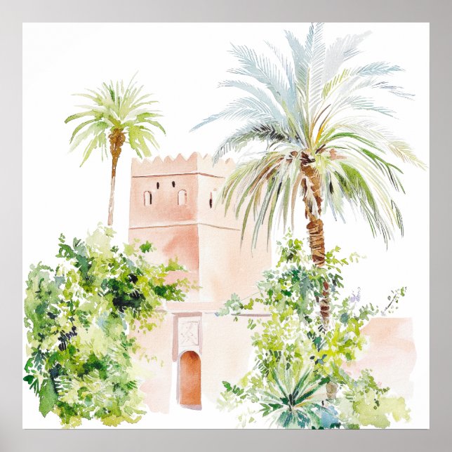  Moroccan Village Watercolor Boho Poster (Front)