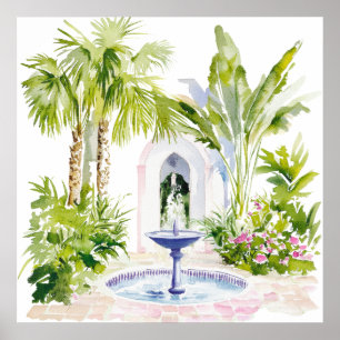 Moroccan Village Watercolor Boho Poster