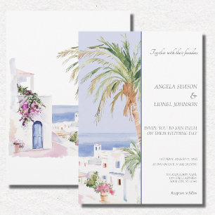 Moroccan Village Watercolor Elegance Wedding Invitation