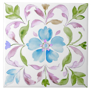 Moroccan Watercolor Boho Tile