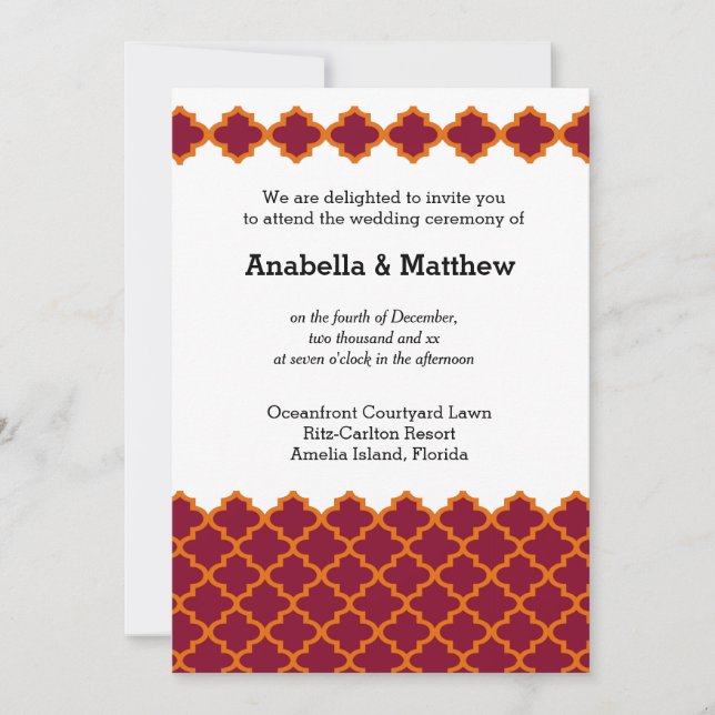 Moroccan wedding invitation (Front)