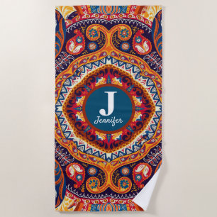 Moroccan Wedding Vacation Custom Name Beach Towel
