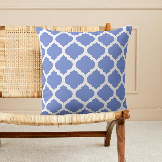 Moroccan white blue throw pillow (Creator Uploaded)