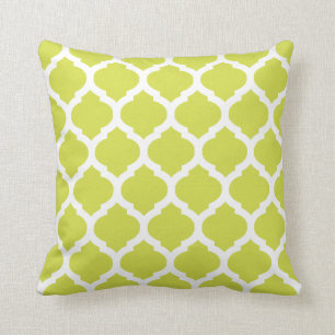 Moroccan white out lime green throw pillow