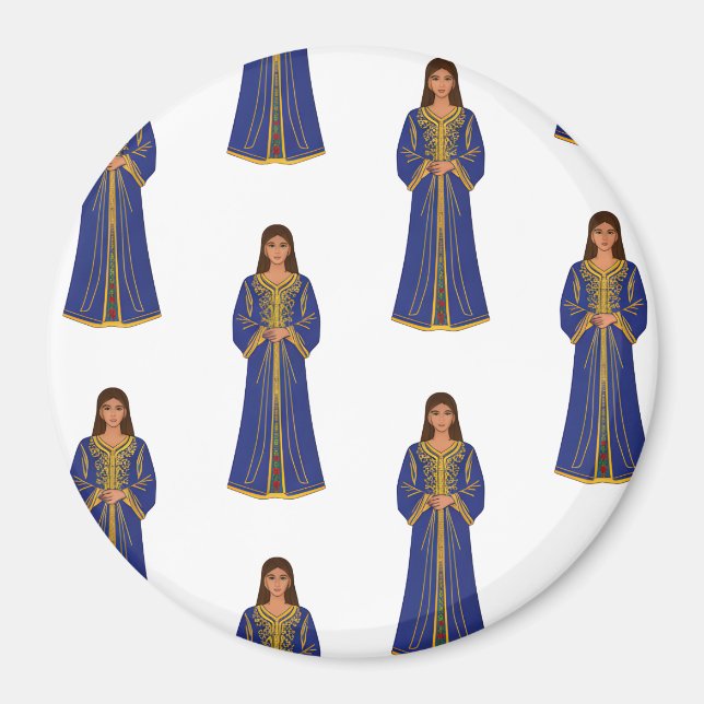Moroccan Woman in Caftan Pattern Magnet (Front)