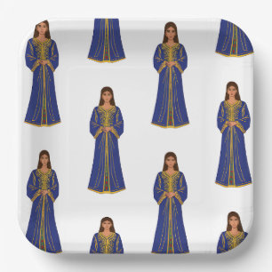 Moroccan women in Motif Caftan Paper Plate