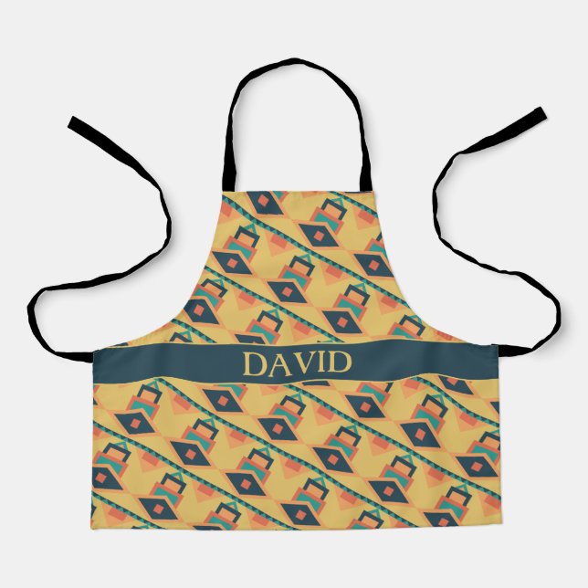 Moroccan Yellow Peach Minimal Pattern Apron (Front)