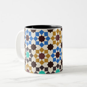 Moroccan Zellige Geometric Mosaic Pattern Two-Tone Coffee Mug