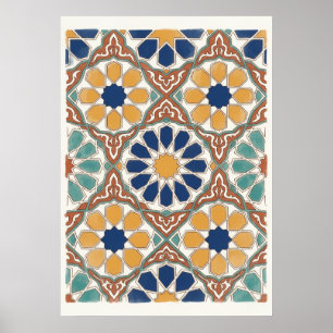 Moroccan Zellige Star Tile Mosaic Pattern Art Poster