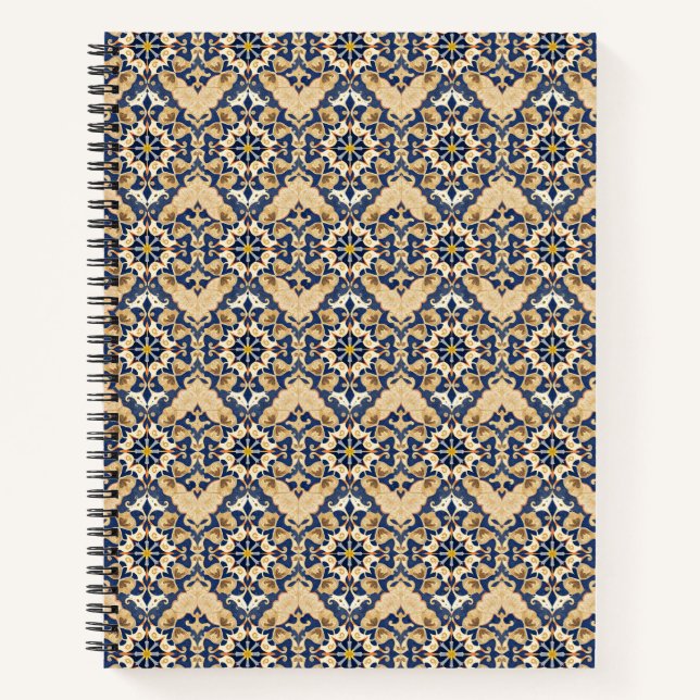 Moroccan Zellige Tile Mosaic Blue Notebook (Front)