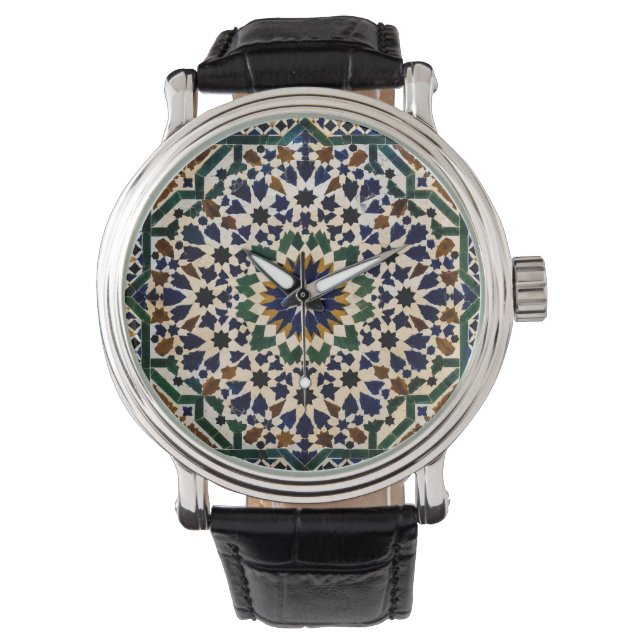 Moroccan Zellige Tile Pattern Square Keychain | Is Watch (Front)