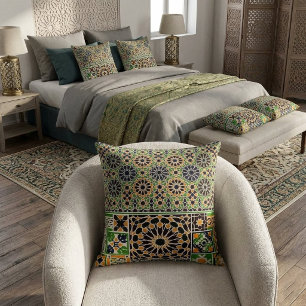 Moroccan Zellij Geometric Mosaic Tile Throw Pillow
