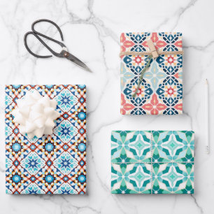 Moroccan Zellij Pattern Gift Wrapping Paper Sheets