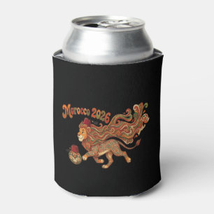 Morocco 2026 Atlas Lion Soccer Mascot Retro Art Can Cooler