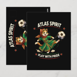 Morocco 2026 Soccer Cat - Atlas Spirit Cultural Postcard