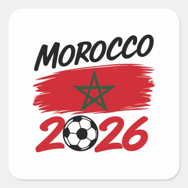 Morocco 2026 Soccer Fan, Football Supporter Pride  Square Sticker (Front)