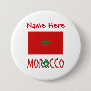 Morocco and Moroccan Flag Red Personalisation  7.5 Cm Round Badge
