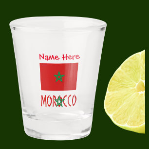 Morocco and Moroccan Flag Red Personalisation Shot Glass