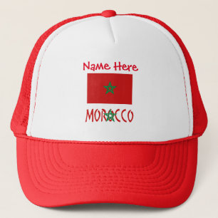 Morocco and Moroccan Flag Red Personalisation  Trucker Hat