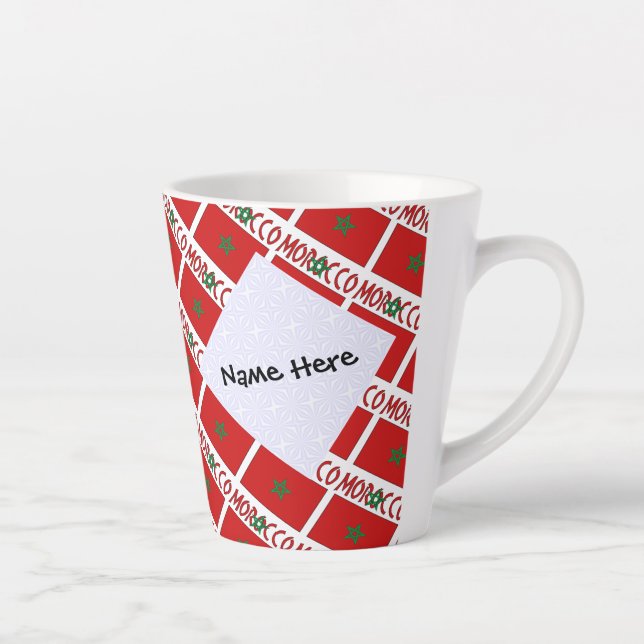 Morocco and Moroccan Flag Tiled Personalised  Latte Mug (Right)