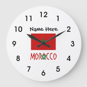 Morocco and Moroccan Flag with Your Name Large Clock