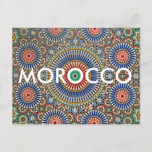 morocco arab mosaic islam religious pattern postcard