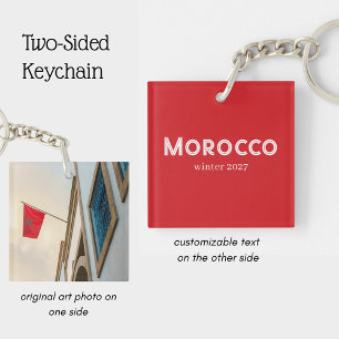 Morocco Architecture & Flag, personalised travel Key Ring