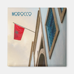 Morocco Architecture with Flag, travel photo Magnet