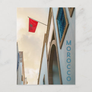 Morocco Architecture with Flag, travel photo Postcard