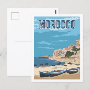 Morocco Beach Famous Travel Place Illustration Postcard