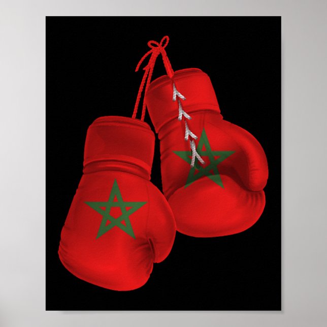 Morocco Boxing Gloves Flag Pride Moroccan Boxing  Poster (Front)